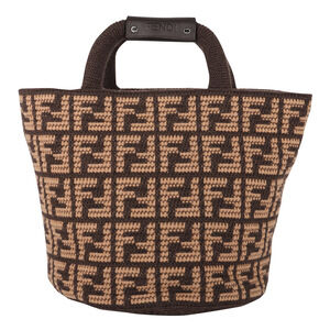 FENDI FF Jacquard Shopper Tote Shoulder Bag Brown